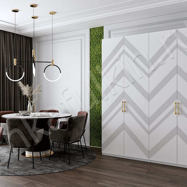 Изображение Корпусный шкаф Кельвин Белый Черный Светлые Темные Модерн 4х створчатые Гостиная Для вещей 3