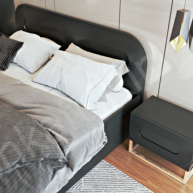 Гарнитур Дзен Черный Темные Современный 4х створчатые Спальня Для белья Для декора Для вещей 1