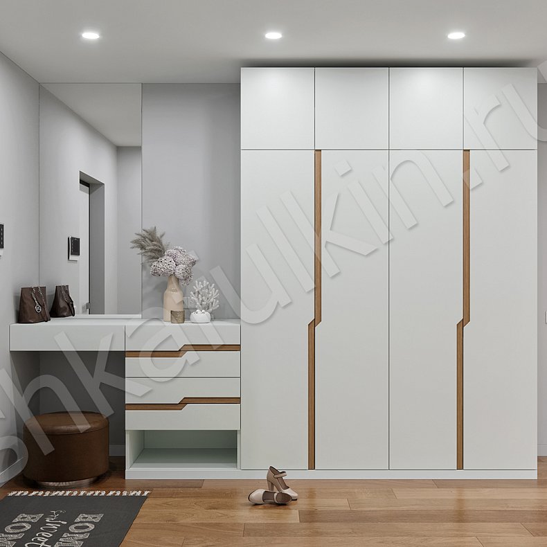 Изображение Прихожая Крис Белый Древесный Светлые Минимализм 4х створчатые Прихожая Для вещей 1