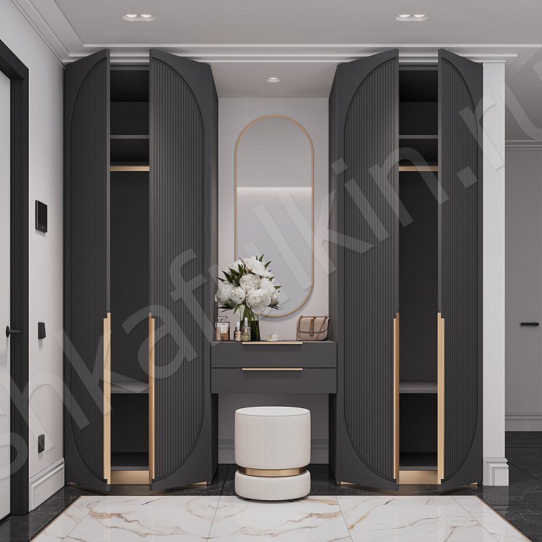 Изображение Прихожая Скаволлини Черный Цветной Красный Темные Неоклассика 4х створчатые Прихожая Для вещей 5