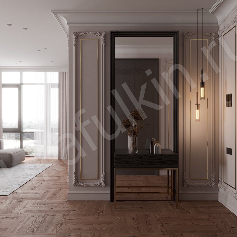 Прихожая Сезанн Черный Темные Неоклассика 3х створчатые Прихожая Для вещей 4