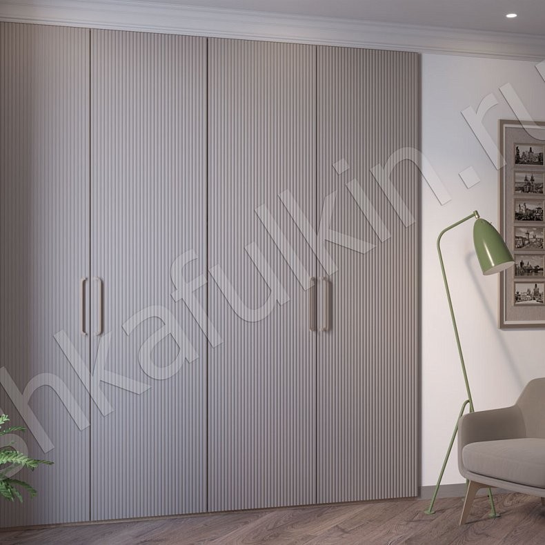 Встроенный шкаф Бинго Светлые Серый Модерн 4х створчатые Гостиная Для вещей 2