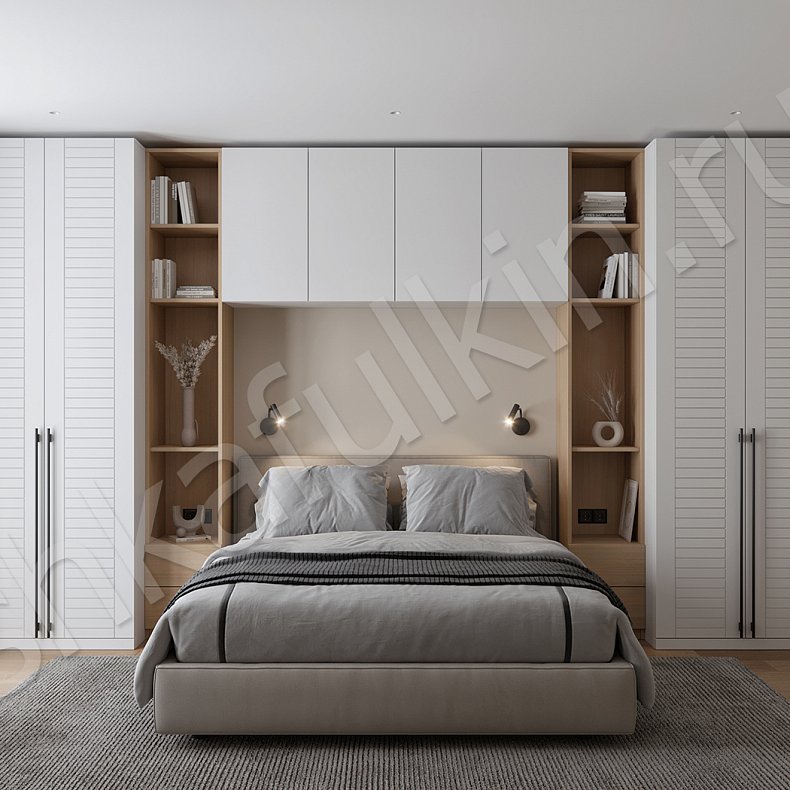 Изображение Гарнитур Альба Белый Светлые Современный 2х створчатые Спальня Для книг Для вещей 1