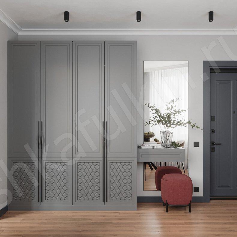 Прихожая Купидон Серый Светлые Неоклассика 4х створчатые Прихожая Для вещей 1