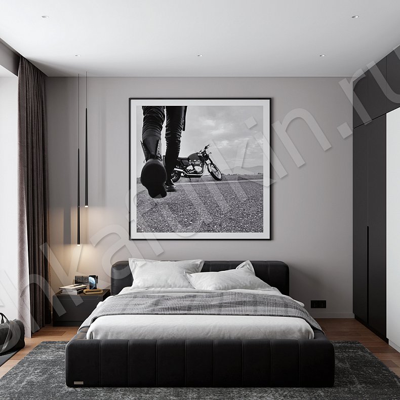 Изображение Распашной шкаф Миллер Белый Черный Серый Светлые Минимализм 4х створчатые Спальня Для вещей 5