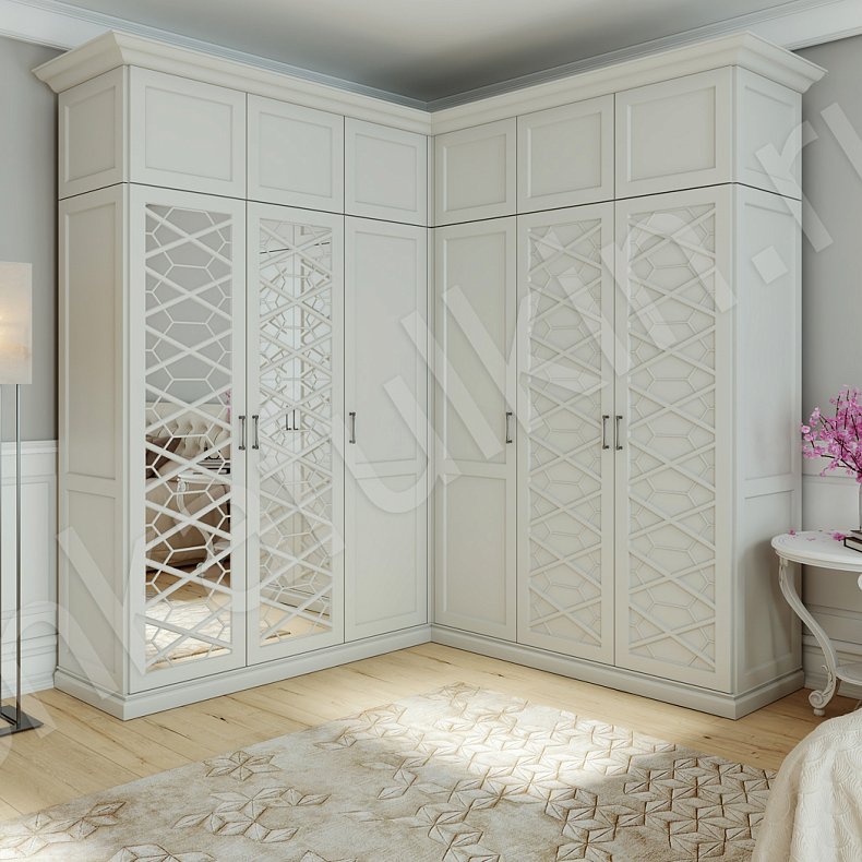 Угловой шкаф Бенедикт Белый Светлые Классика 6и створчатые Спальня Для вещей