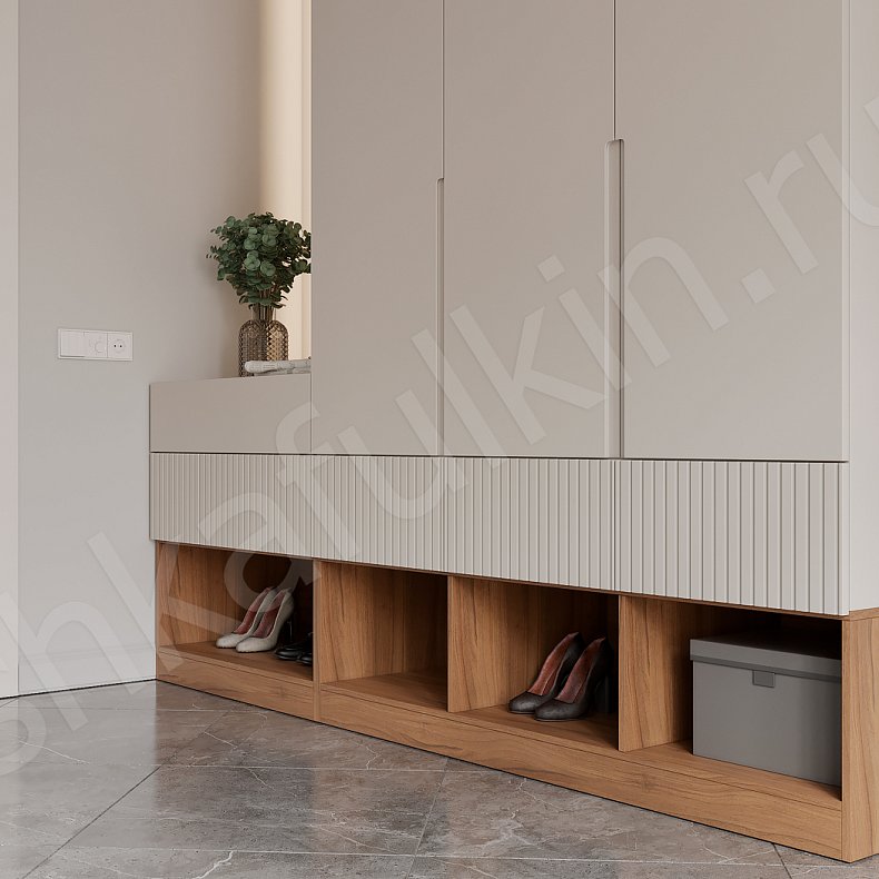 Прихожая Жардин Древесный Коричневый Светлые Современный 3х створчатые Прихожая Для вещей 4