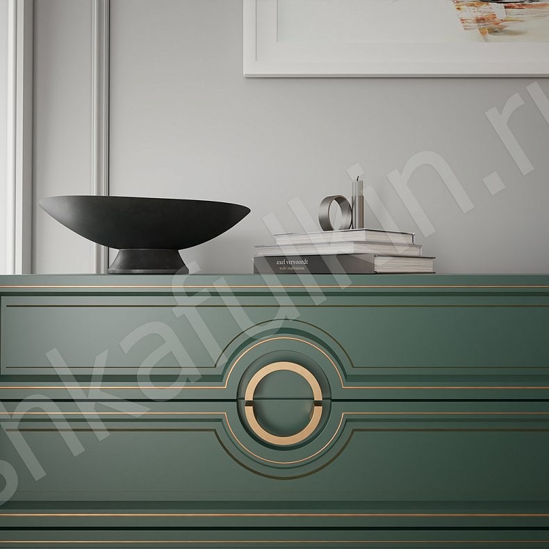 Изображение Гарнитур Лорен Белый Цветной Зеленый Золото Неоклассика 2х створчатые Спальня Для белья Для вещей 10