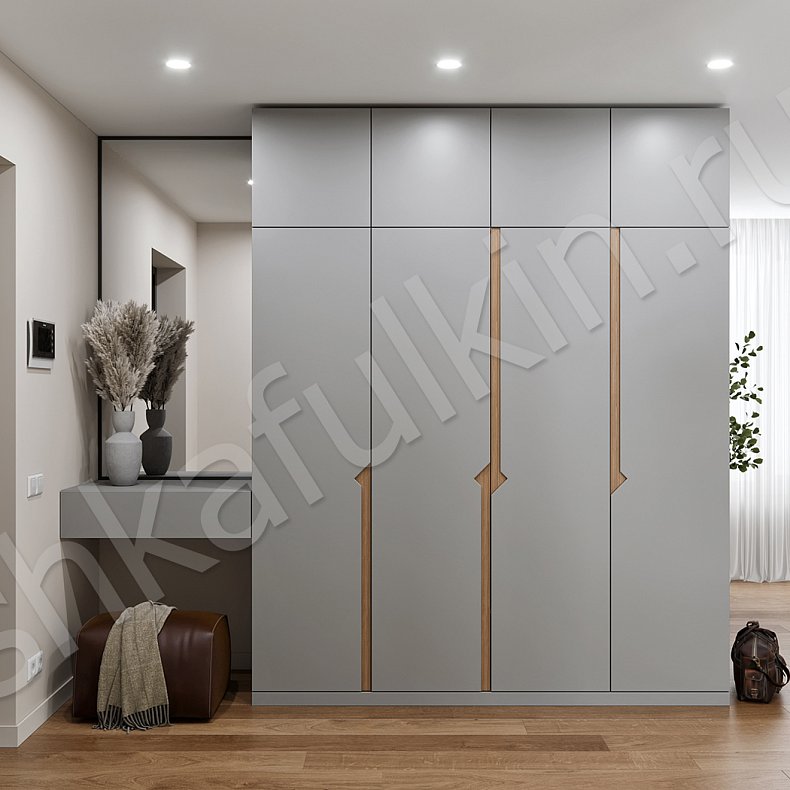 Прихожая Зигзаг Древесный Светлые Серый Минимализм 4х створчатые Прихожая Для вещей