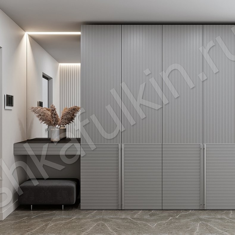 Прихожая Шондер Светлые Серый Хай-тек 4х створчатые Прихожая Для вещей