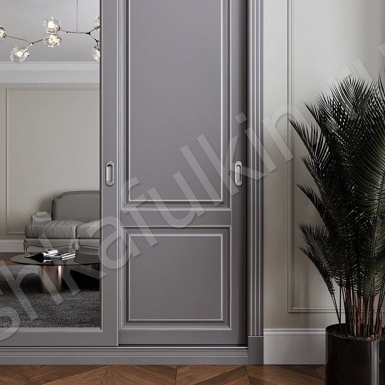 Шкаф-купе Монблан Белый Светлые Серый Классика 4х створчатые Спальня Для вещей 4