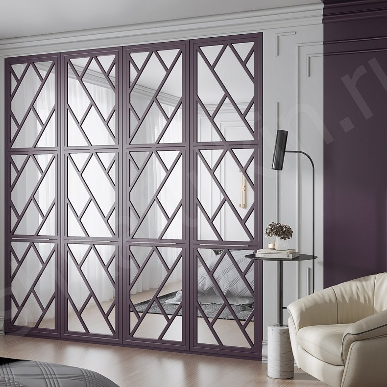 Шкаф Эверест Цветной Розовый Темные Современный 4х створчатые Спальня Для вещей