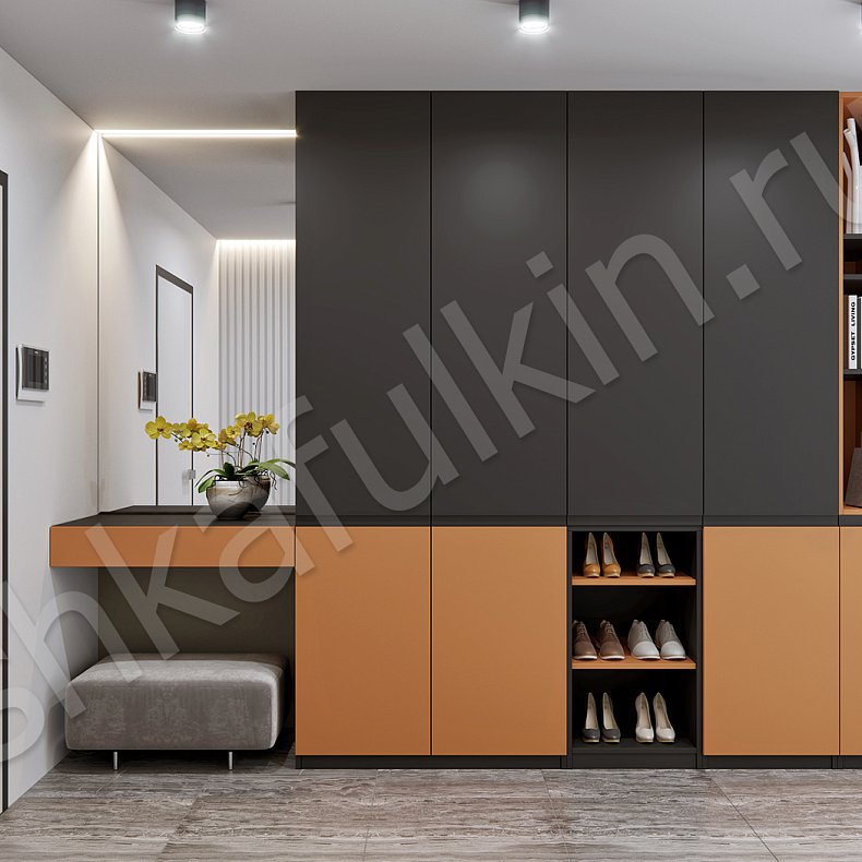 Прихожая Морган Черный Цветной Темные Хай-тек 4х створчатые Прихожая Для вещей