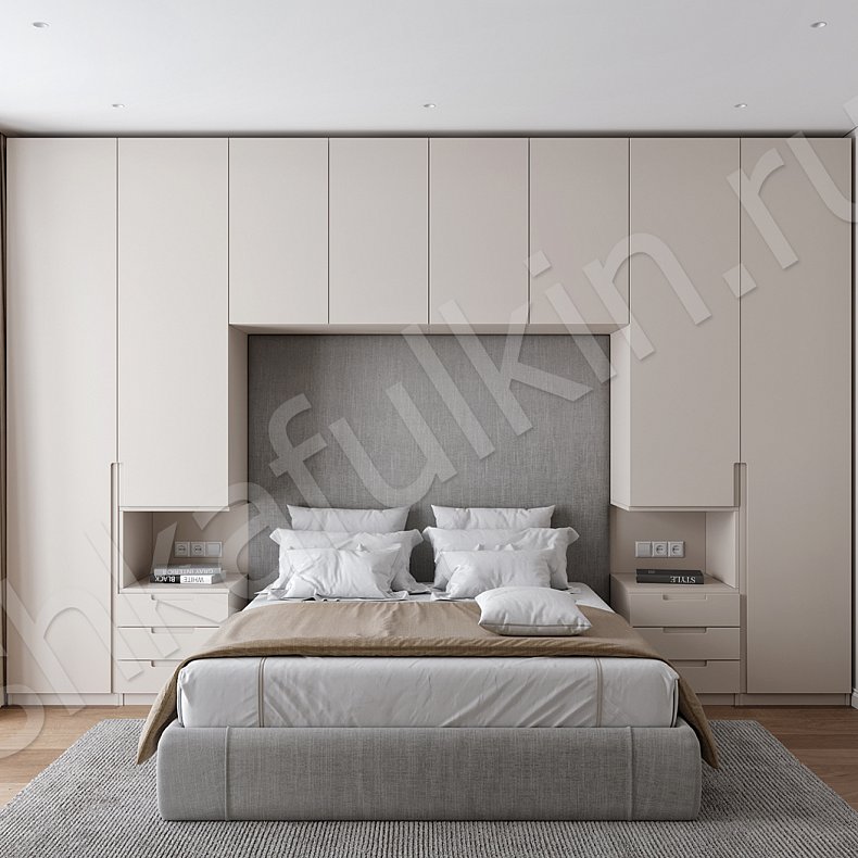 Изображение Гарнитур Инкерман Коричневый Светлые Серый Современный 4х створчатые Спальня Для белья Для вещей 8