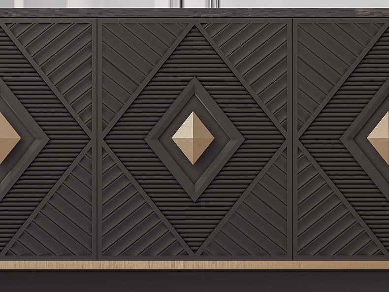 Тумба Реванш Темные Золото Черный Неоклассика 3х створчатые Гостиная Для вещей Для декора Для книг