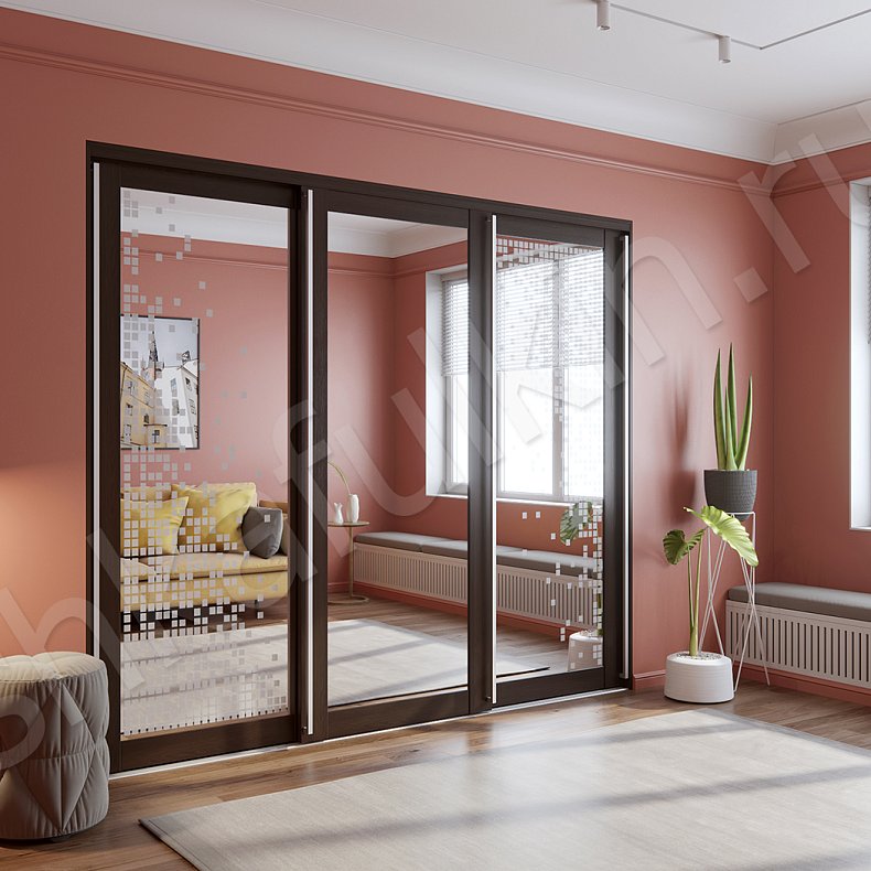 Встроенный шкаф-купе Фифа Черный Темные Современный 3х створчатые Гостиная Для вещей 2