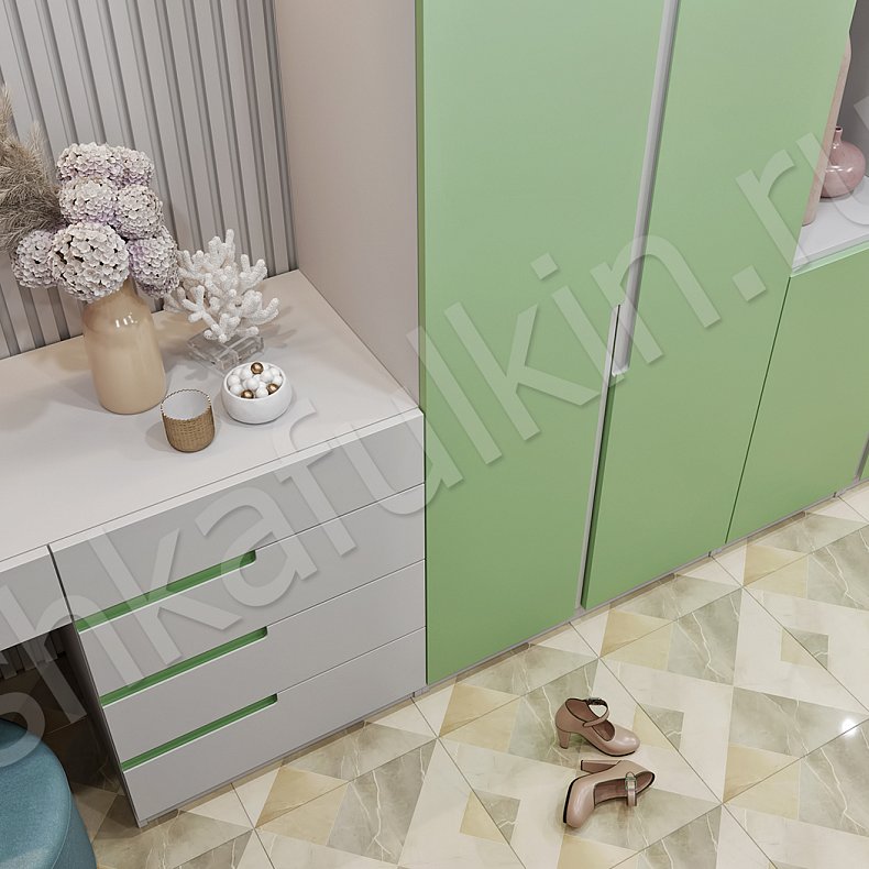 Прихожая Травиата Белый Цветной Минимализм 4х створчатые Прихожая Для вещей 8