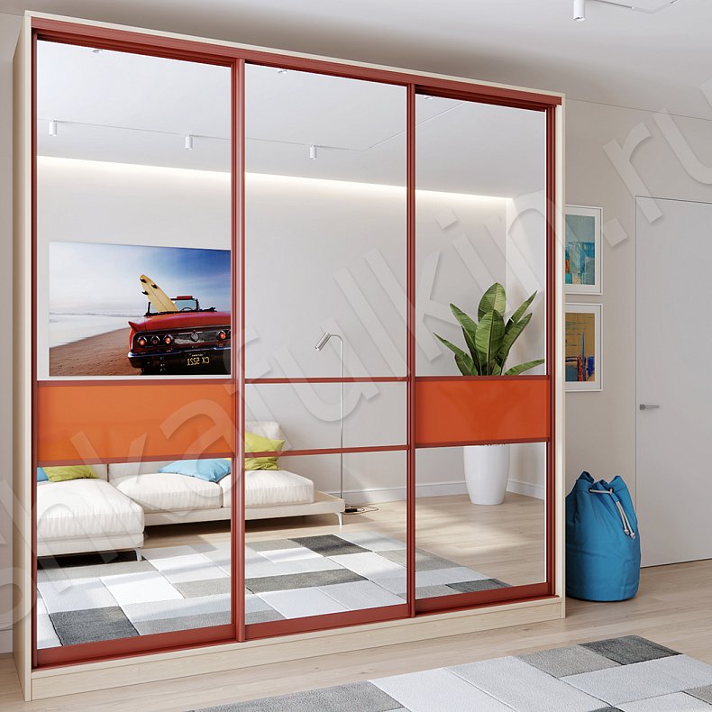 Корпусный шкаф-купе Касио Цветной Светлые Современный 3х створчатые Детская Для вещей