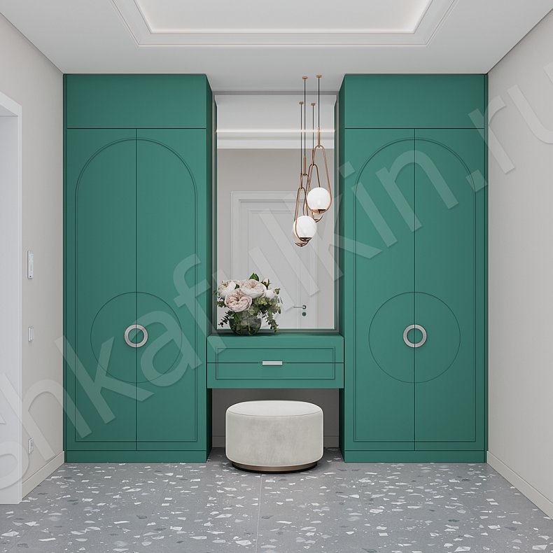 Изображение Прихожая Маура с консолью Белый Цветной Красный Светлые Зеленый Неоклассика 4х створчатые Прихожая Для вещей 2