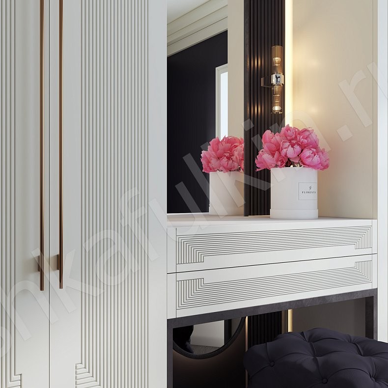 Гарнитур Бергамо Светлые Золото Белый Модерн 4х створчатые Спальня Для вещей 4