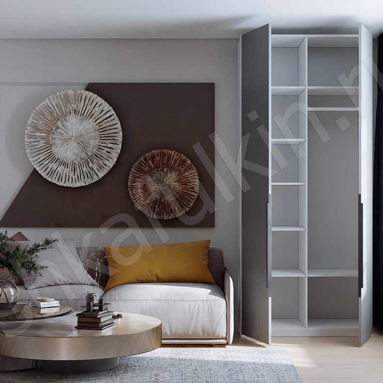 Шкаф 2 двери Фигаро Белый Модерн 2х створчатые Гостиная Для вещей 4