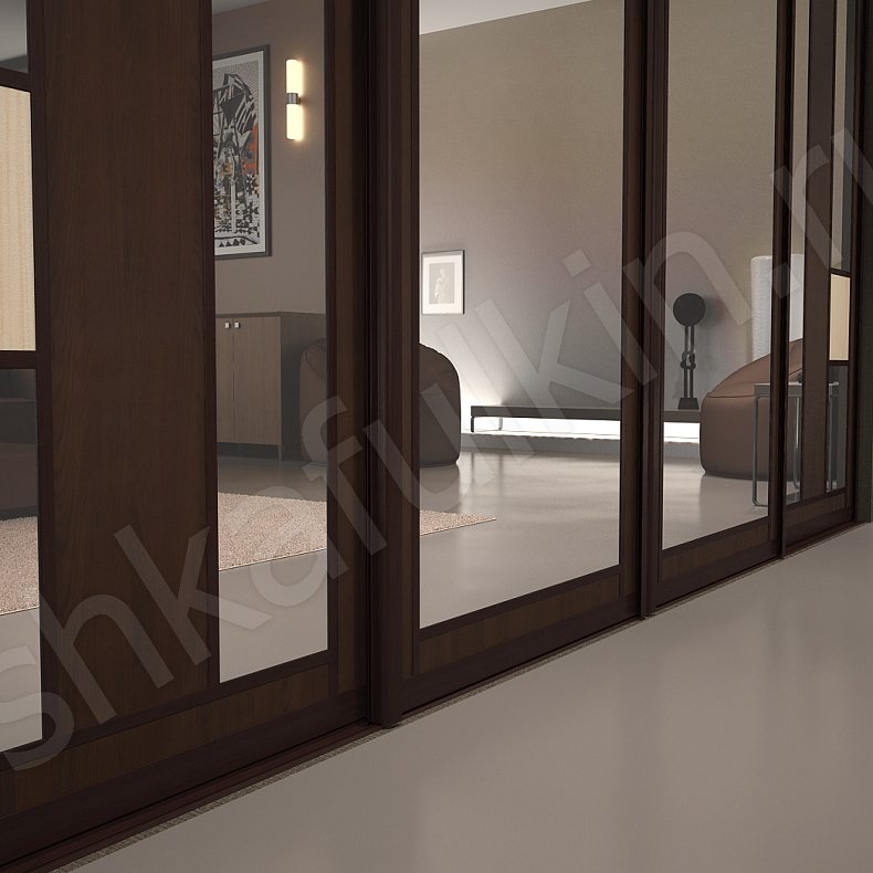 Изображение Встроенный шкаф-купе 4 двери Ассимо Темные Венге Черный Современный 4х створчатые Коридор Для вещей 3