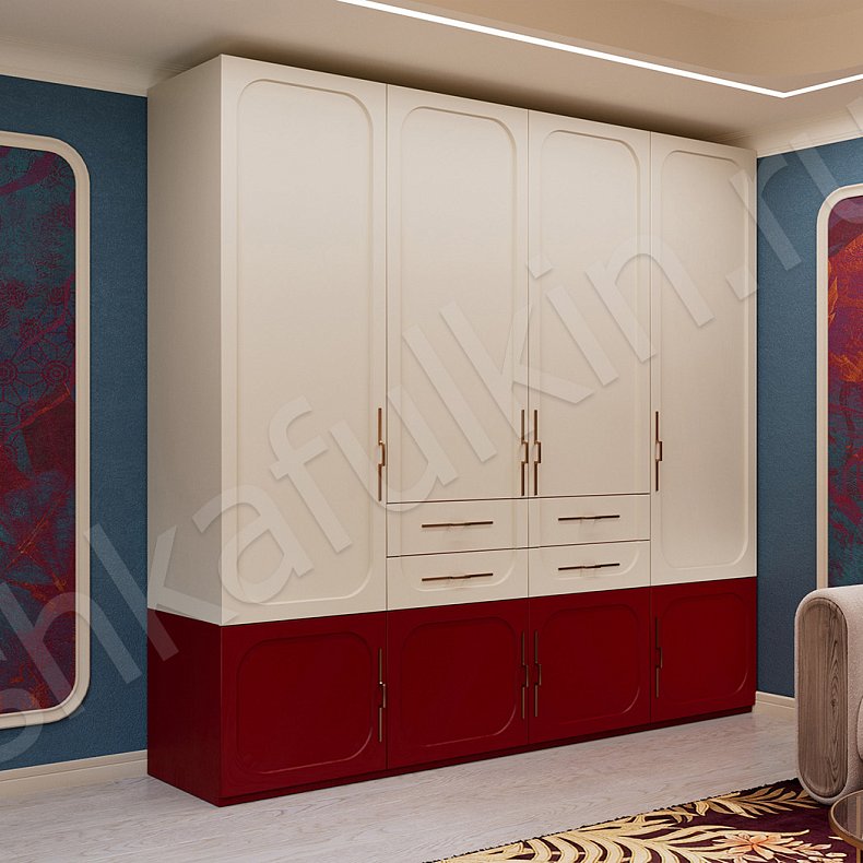 Шкаф Монтеверде Светлые Красный Цветной Белый Современный 4х створчатые Гостиная Для вещей 2