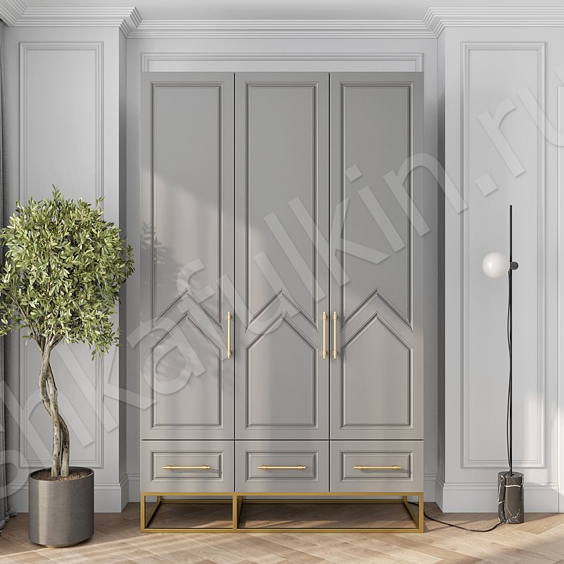 Изображение Шкаф Квинни 3 двери Цветной Серый Синий Светлые Современный 3х створчатые Гостиная Для вещей 5