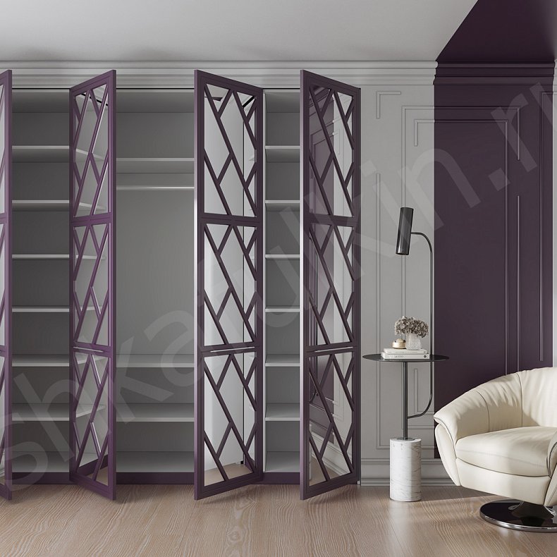 Изображение Шкаф Эверест Цветной Розовый Темные Современный 4х створчатые Спальня Для вещей 4