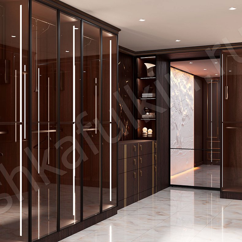 Гардеробная Караваджио Темные Древесный Современный  Гардеробная Для вещей Для белья 6