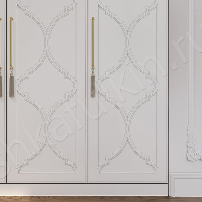 Изображение Гарнитур Айлин Белый Коричневый Светлые Темные Неоклассика 4х створчатые Спальня Для белья Для вещей 5