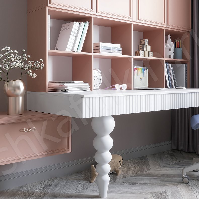 Изображение Детская Ханна Цветной Розовый Светлые Неоклассика  Детская Для книг Под ТВ 4