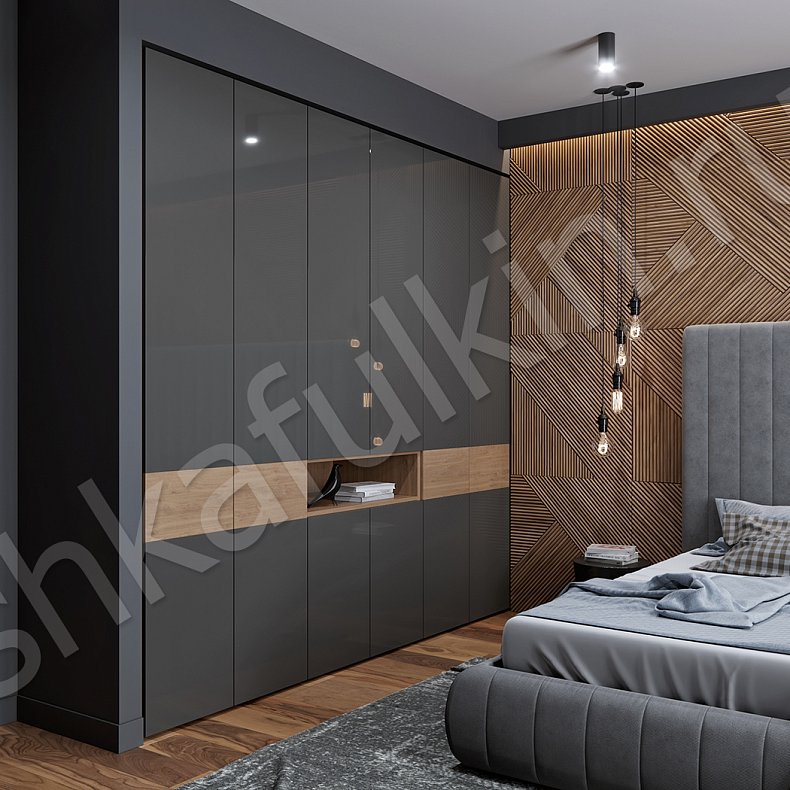 Распашной шкаф Камелот Древесный Черный Темные Современный 6и створчатые Спальня Для белья Для вещей