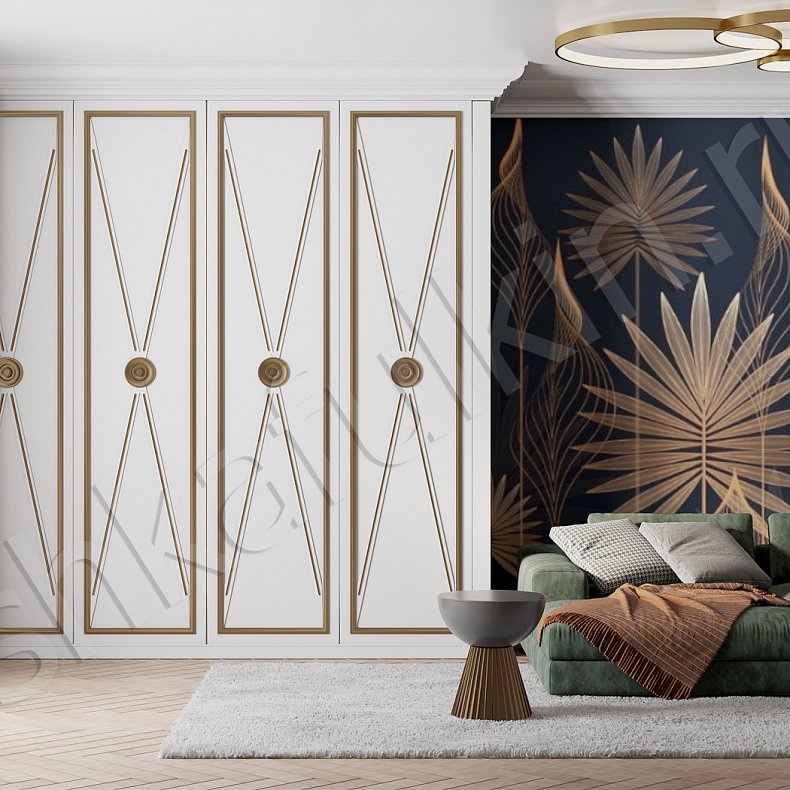 Изображение Шкаф Фрэнсис Золото Белый Неоклассика 4х створчатые Гостиная Для вещей 4