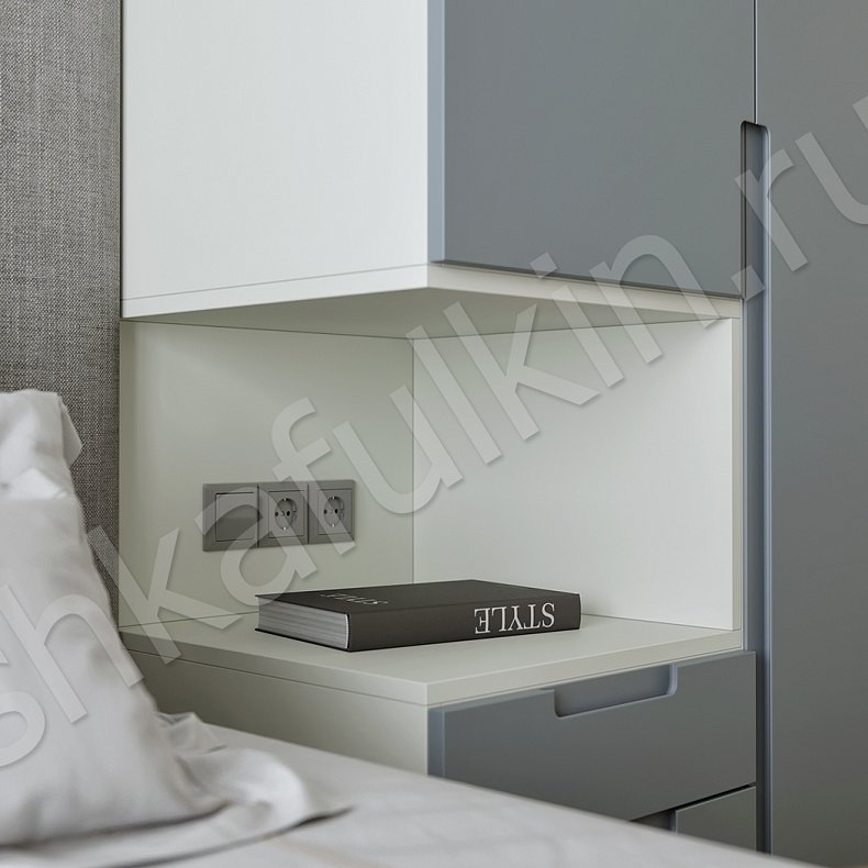 Изображение Гарнитур Инкерман Коричневый Светлые Серый Современный 4х створчатые Спальня Для белья Для вещей 7