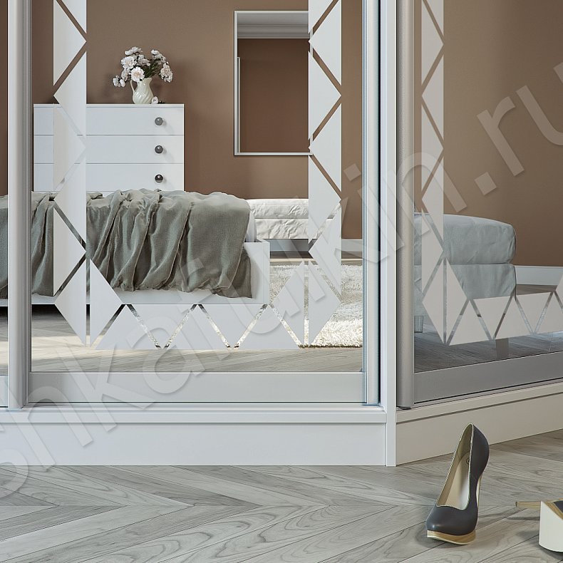 Корпусный шкаф-купе Орфей Светлые Белый Неоклассика 4х створчатые Спальня Для вещей 3