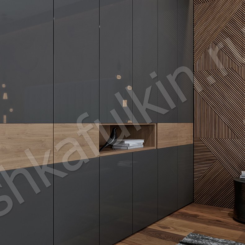 Изображение Распашной шкаф Камелот Древесный Черный Темные Современный 6и створчатые Спальня Для белья Для вещей 3