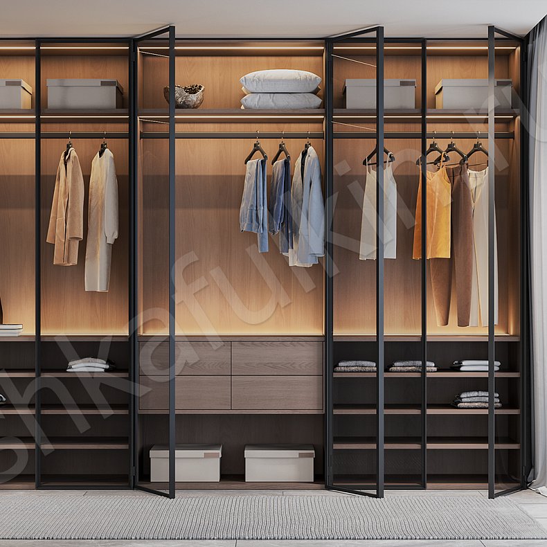 Гардеробная Неаполь Древесный Черный Современный  Гардеробная Для вещей 3