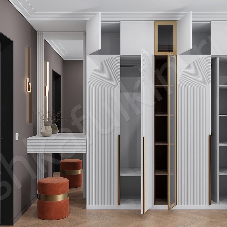 Прихожая Олимп Белый Светлые Современный 4х створчатые Прихожая Для вещей 5