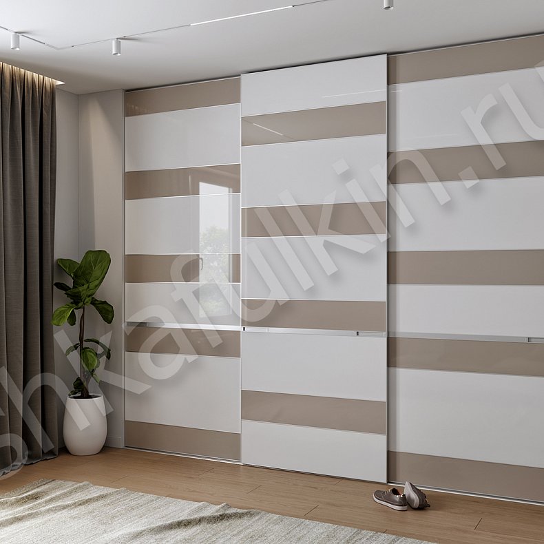 Встраиваемый шкаф-купе Бримнэс Коричневый Светлые Серый Современный 3х створчатые Спальня Для вещей 5