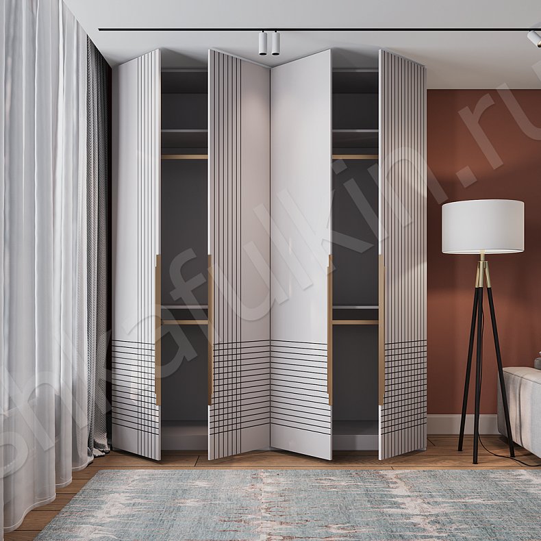 Шкаф Сильва Белый Современный 4х створчатые Гостиная Для вещей 3