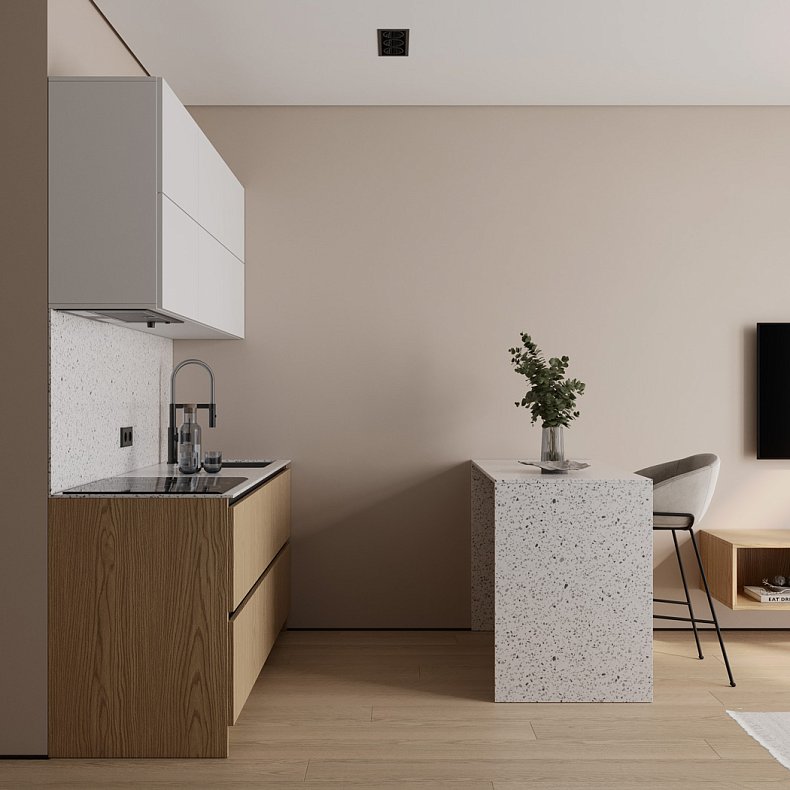 Изображение Кухня Монти Светлые Древесный Белый Скандинавский Для посуды 2