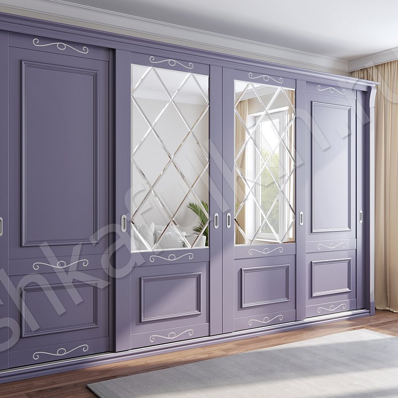 Корпусный шкаф-купе Валет Цветной Классика 4х створчатые Гостиная Для вещей