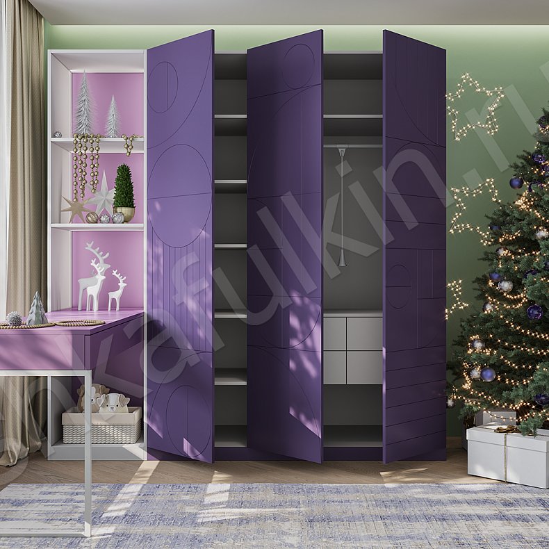 Изображение Детская Роллан Зеленый Современный 3х створчатые Детская Для книг Для вещей 6