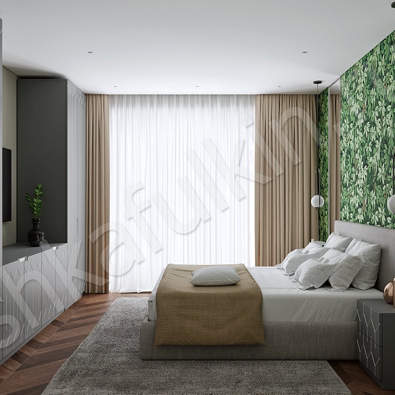 Изображение Гарнитур Франческа Белый Серый Светлые Золото Современный 2х створчатые Спальня Для вещей 5