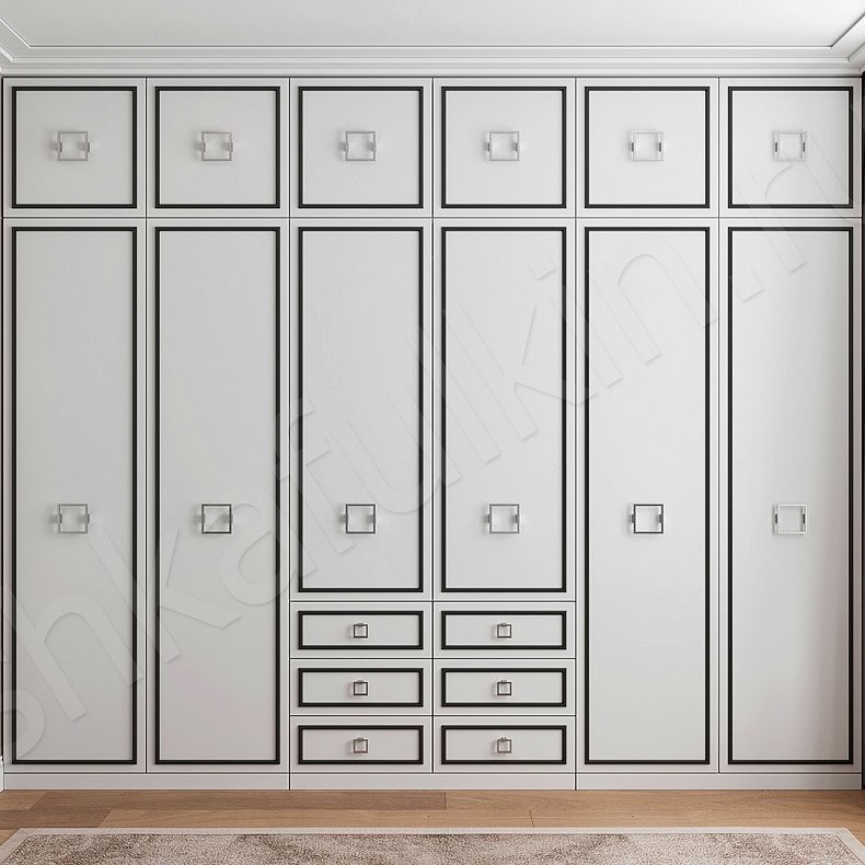 Встроенный шкаф Дантес Светлые Белый Классика 6и створчатые Спальня Для вещей Для белья