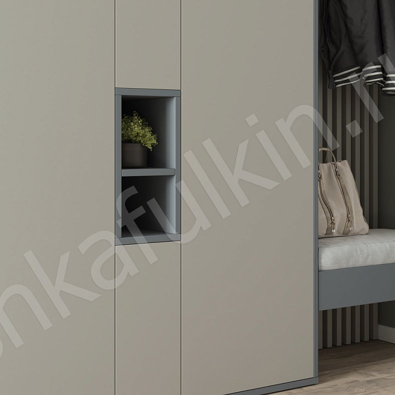 Изображение Прихожая Клайд Темные Серый Коричневый Черный Скандинавский 3х створчатые Прихожая Для вещей 15
