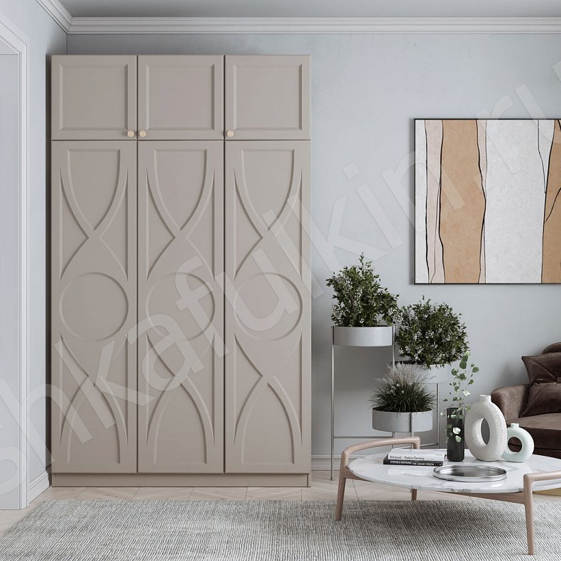 Изображение Шкаф Ализе Коричневый Светлые Неоклассика 3х створчатые Гостиная Для вещей 2