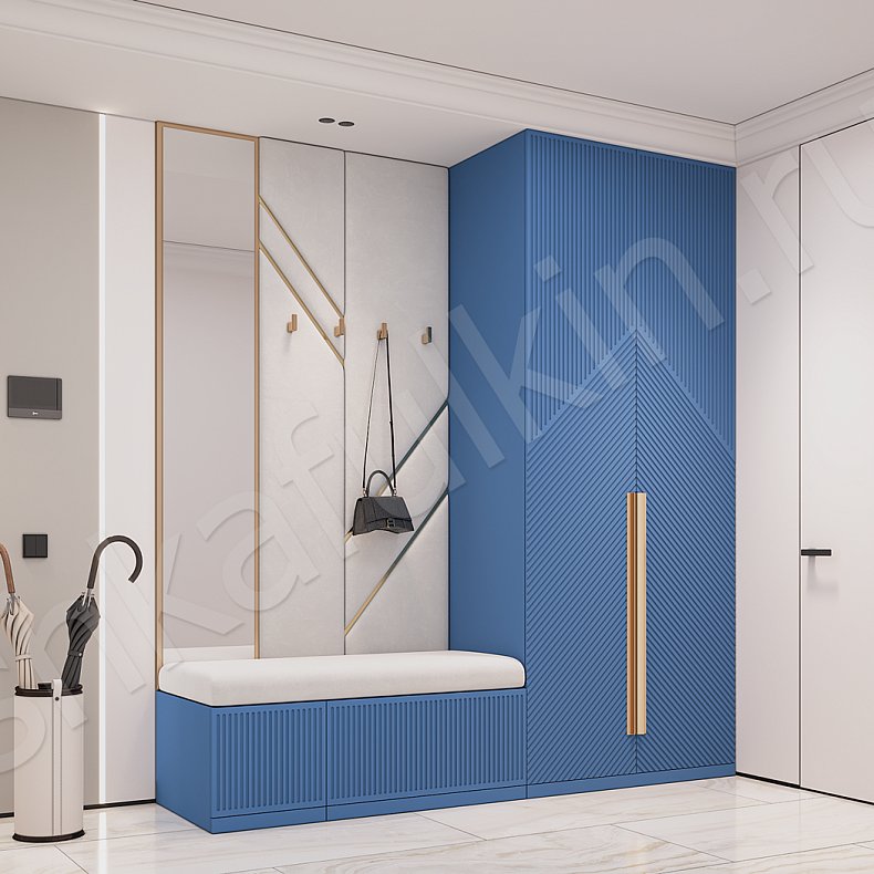 Изображение Прихожая Нотариус Синий Светлые Современный 2х створчатые Прихожая Для вещей 1