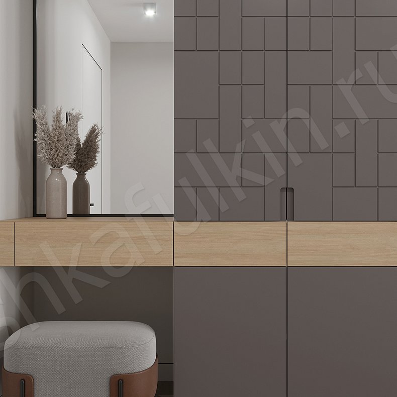 Прихожая Честер Древесный Темные Серый Современный 4х створчатые Коридор Для вещей 3